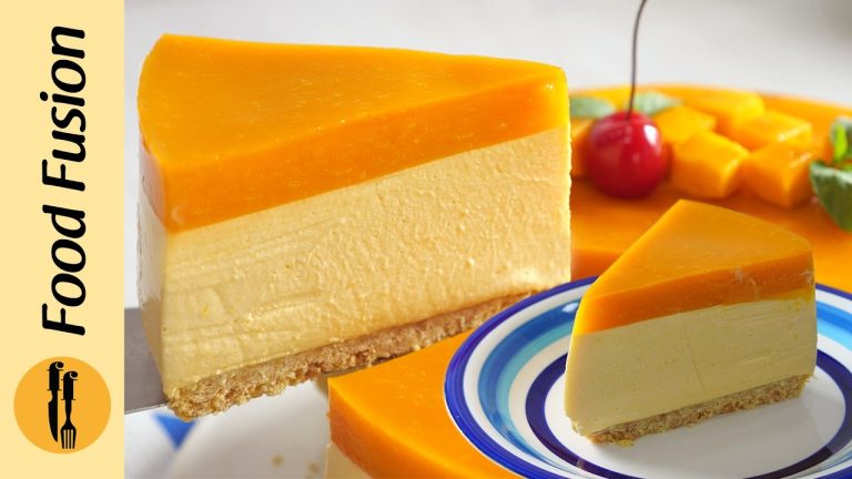 Easy No Bake Mango Cheesecake Recipe by Food Fusion