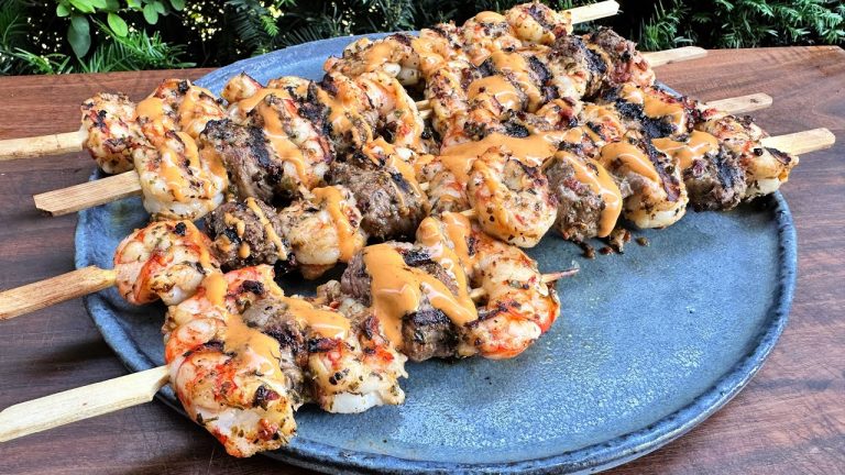 SURF & TURF SPIESSE – Hüftsteak trifft Garnele – schnelles Fingerfood vom Grill