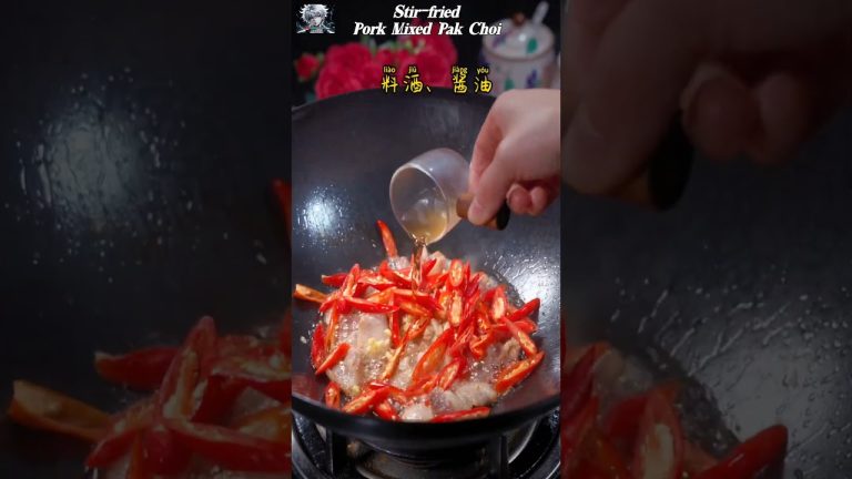 Stir-fried Pork Mixed Pak Choi #food #cooking #delicious #recipe #easyrecipe #recipes #pork