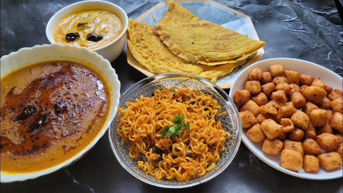 Moong ki Kadhi , Lemon Garlic Maggi , Paneer Chilla and Crispy Bread Bites