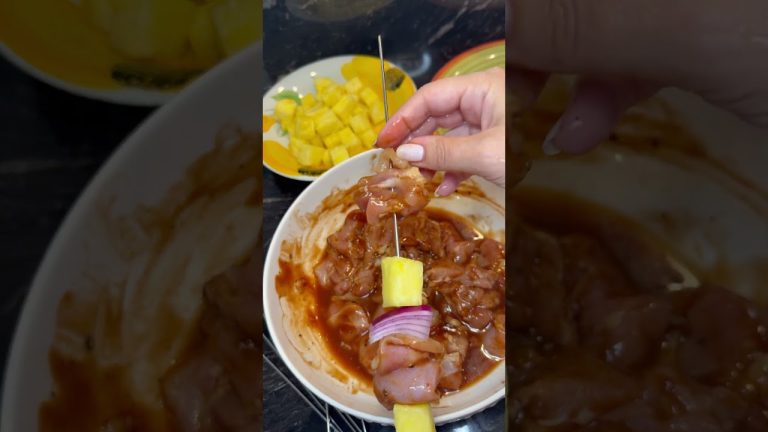 BBQ Chicken And Pineapple Kabobs #shorts #grilling