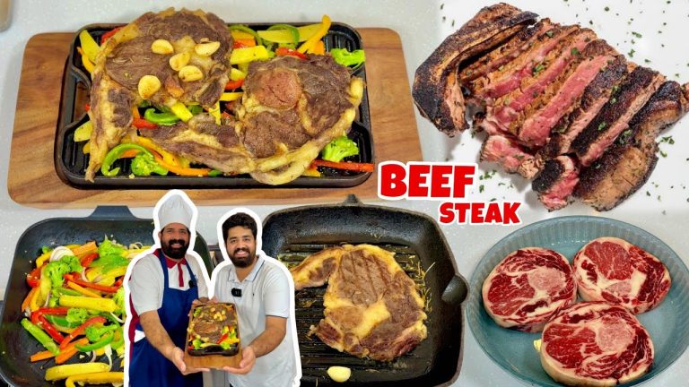 BEEF STEAK AT HOME – ( EID SPECIAL ) Super Juicy Steak With Vegetables – BaBa Food RRC
