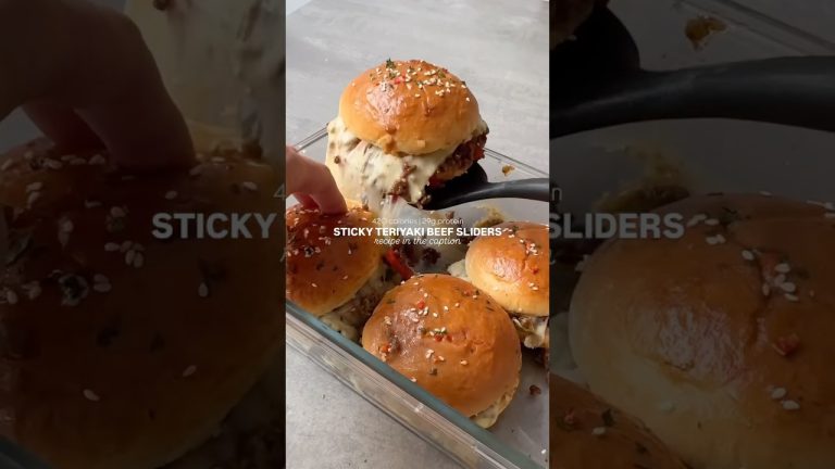 High Protein Teriyaki Beef Sliders! Only 420 Calories!🥩🍔🔥#food #shorts #highproteinrecipes