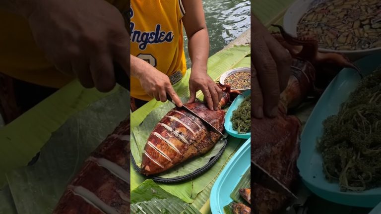 GIANT Spiced Squid Grilling Spectacular | Cutting Massive Calamari | Ultimate Seafood BBQ Experience