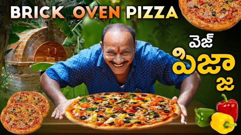 Brick Oven Pizza || Vegetable Pizza || Food on Farm || Pizza Recipe in Telugu ||