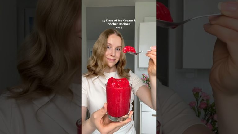 3-ingredient Healthier Raspberry Sorbet😍 #easyrecipes #healthydessert #sorbet