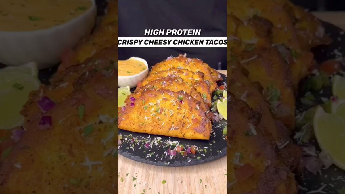 HIGH PROTEIN Crispy Chicken Tacos #tacos #chicken #protein #shorts