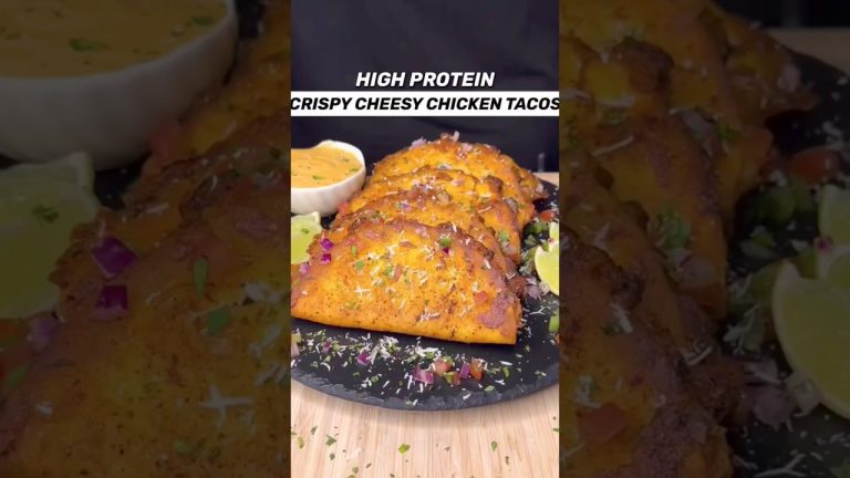 HIGH PROTEIN Crispy Chicken Tacos #tacos #chicken #protein #shorts