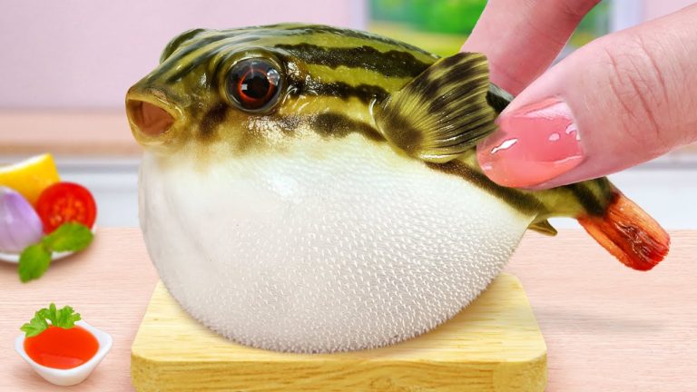 Best Of Seafood 💗 Master Chef Fried Miniature Blowfish Figu Recipe 💗 Tina Mini Cooking