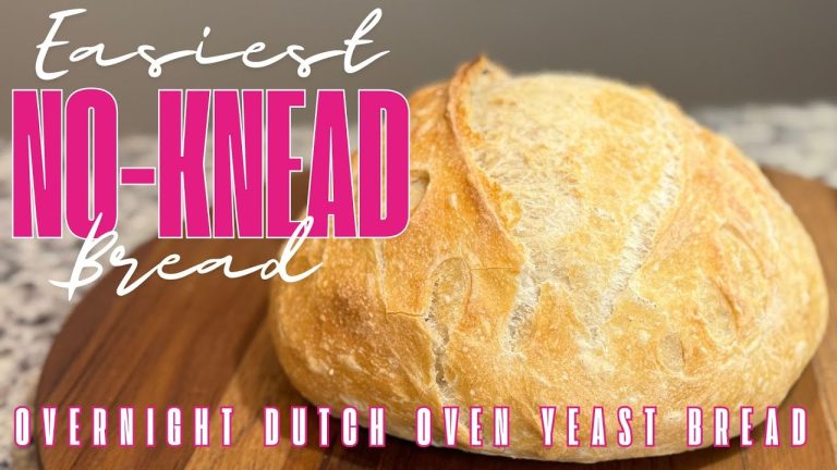 Easiest No-Knead Bread Ever! Overnight Dutch Oven Recipe – Crusty Yeast Bread – Not Sourdough