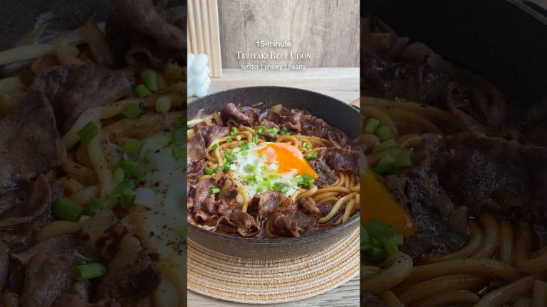 JUST 15 mins!! This teriyaki beef udon is SO GOOD #food #cooking