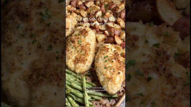 Parmesan Crusted Chicken Sheet Pan Dinner #recipe #chicken recipe