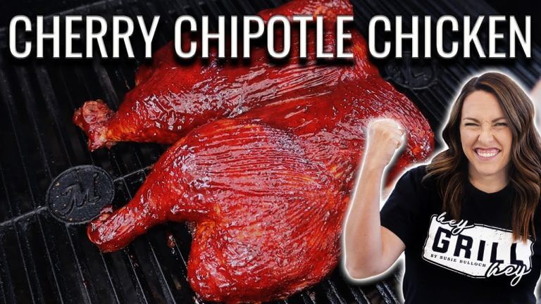 BEAUTIFUL Spatchcock Smoked Chicken with CHERRY CHIPOTLE BBQ SAUCE on the Masterbuilt 800 | How-To