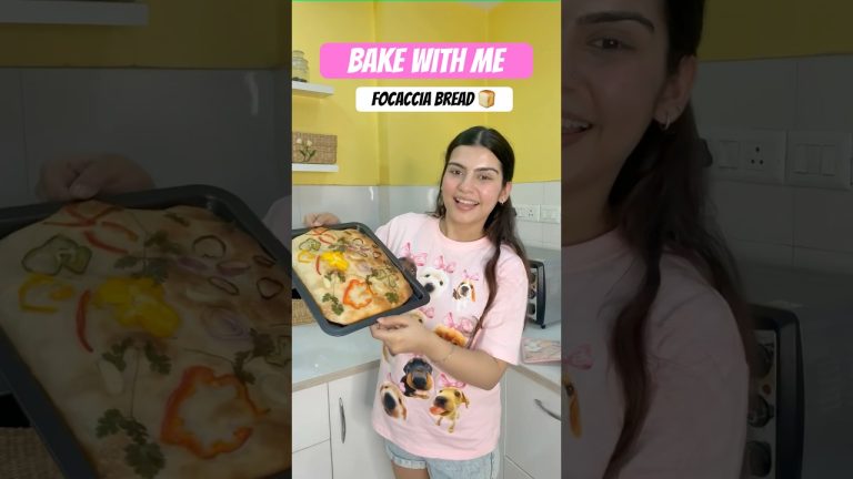 Bake With Me 🩷 Focaccia Bread Recipe 🍞 #youtubeshorts #shorts #recipe #baking #bake