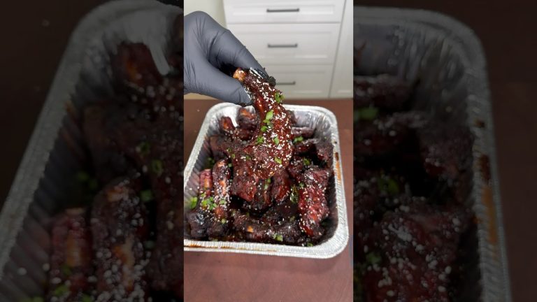 Honey Garlic Sriracha Party Ribs | Smoked on Bear Mountain Oak Pellets
