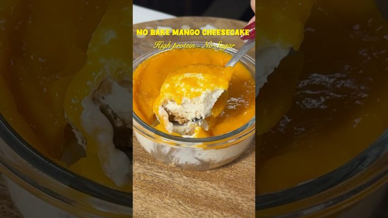 No bake mango cheesecake recipe- High protein & healthy #nobakecheesecake #mangorecipe @kraviings