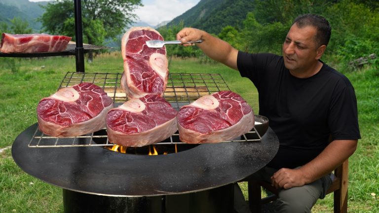 Grilling GIANT Ossobuco Steaks Over a Wild Smokeless Fire Pit!