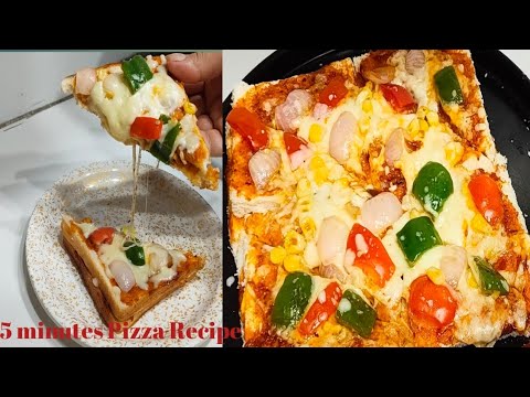 5 मिनट्स में पिज़्ज़ा घर पर तैयार| Bread pizza| instant pizza recipe|easy pizza#trending#cookyumm food
