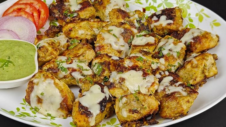 Cheesy Chicken Kabab Recipe | Cheesy Malai Boti Chicken | Creamy Chicken Starter Recipe