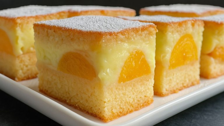 Easy Peach Cake Recipe! with Homemade Custard – Peach dessert recipe