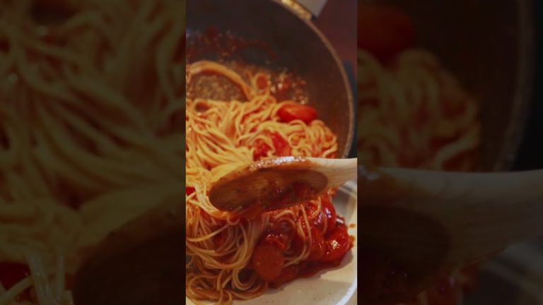 Plating Newly Cooked Spaghetti Meal