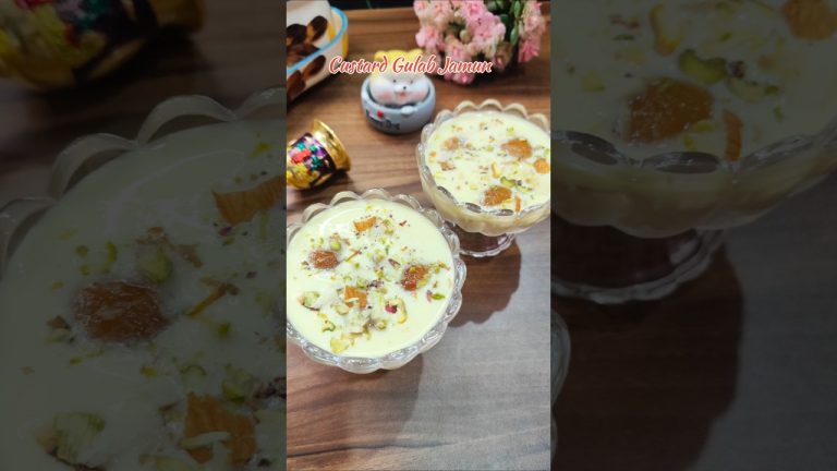 Custard Gulab Jamun Recipe – Fusion Indian Dessert 😋🤤😍 #shorts​ #recipe​ #trending #trendingshorts