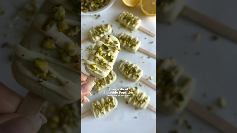 5-ingredient Healthier Pistachio Popsicles💚 #easydessert #homemadeicecream #healthydessert
