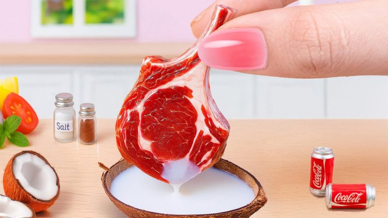 Amazing Miniature Cooking Beef Recipe 🥩 How To Cook Steak In Coco Water