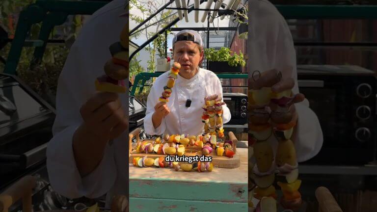 Saftiger Gemüsespieß kommen mit Limetten-Dattel-Marinade. Einfach richtig lecker! 😍🔥