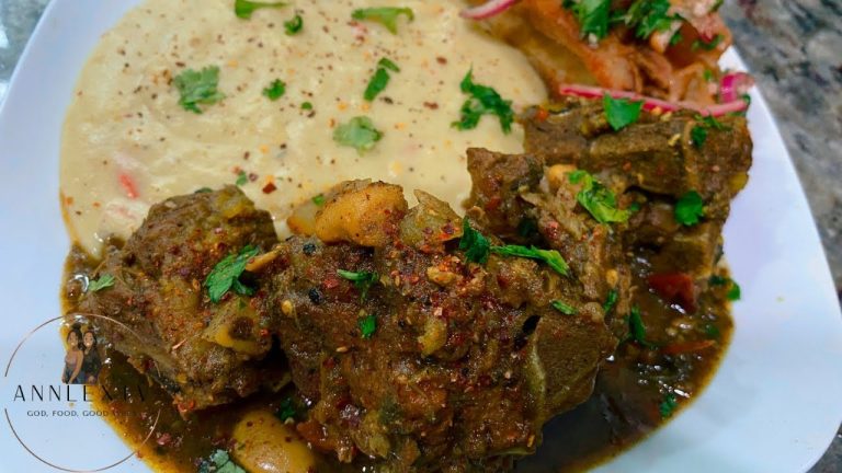 MUST TRY JAMAICAN CURRY PORK NECK BONE RECIPE + CARIBBEAN POLENTA & FRIED YUCCA