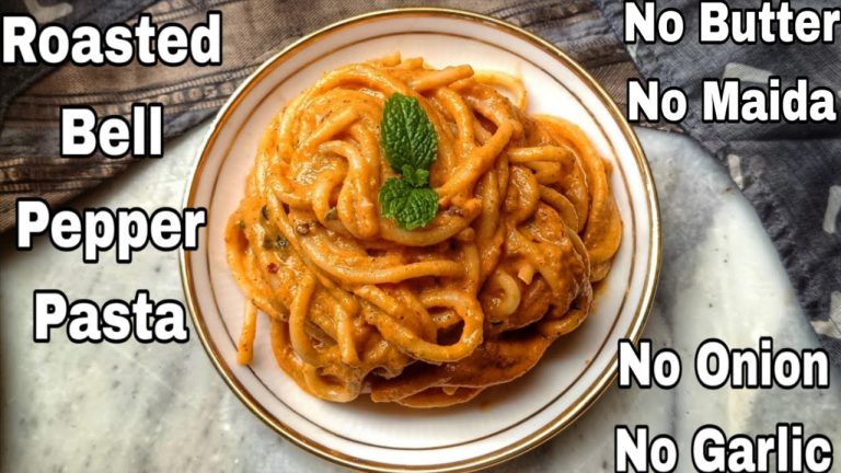 Red Sauce Pasta Jain Special Recipe |Roasted Bell Pepper Pasta|High Protein No Onion No Garlic Pasta