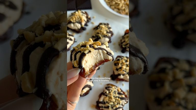 Healthy Dessert Idea: Peanut Butter Frozen Yogurt Date Bites😍 #dessert #healthydessert