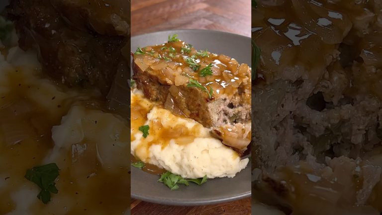 Pork Meatloaf with Onion Gravy: Juicy, Flavor-Packed Comfort Food #meatlovers #beef #dinner #shorts