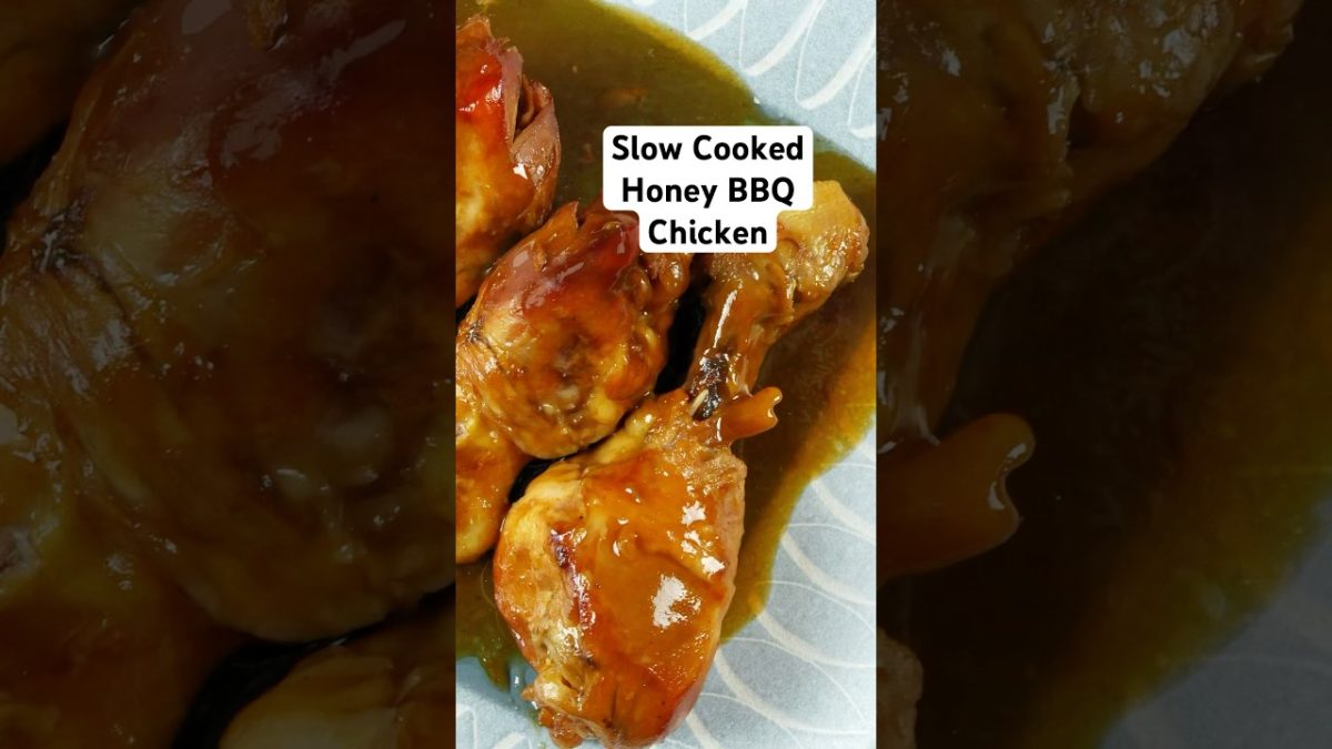 Slow Cooked Honey BBQ Chicken #recipe #crockpot #slowcooking