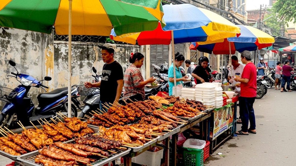 Street Food Bliss: BBQ, Fried Fish & Noodle Soup in Cambodia 🇰🇭