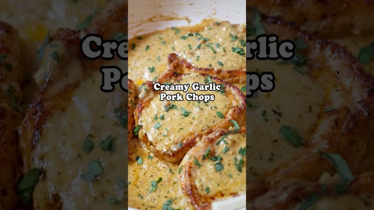 Pork Chops in a Garlic Cream Sauce #recipe