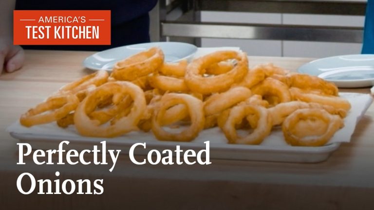 Crispy and Tender Beer-Battered Onion Rings with Jalapeño Dipping Sauce | America’s Test Kitchen
