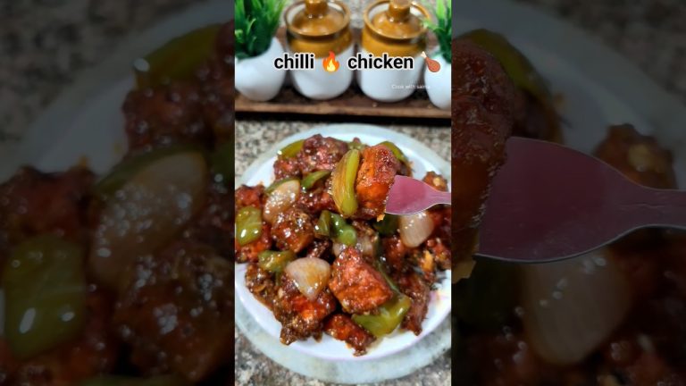 Chilli 🔥 chicken 🍗 Recipe 🤤 #food #cooking #recipe#cookwithsaima #trending #youtubeshorts #ytshorts