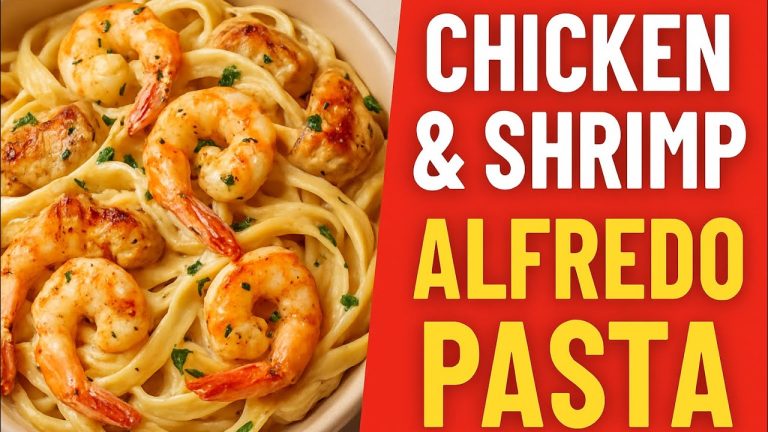 Creamy Chicken & Shrimp Alfredo Pasta | Easy & Delicious Recipe You’ll Love!