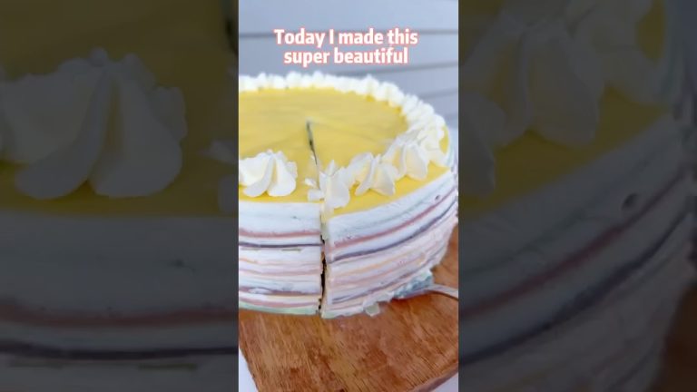 I made a rainbow crepe cake when my husband is not home~ (7 colors 🌈 35 layers 💝)