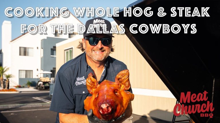Grilling 200 juicy steaks & smoking whole hog at Dallas Cowboys Training Camp!