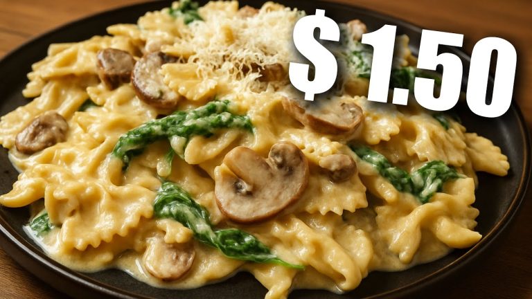 $1.50 Insanely Delicious Cheap Meal | Creamy Mushroom Sauce Pasta