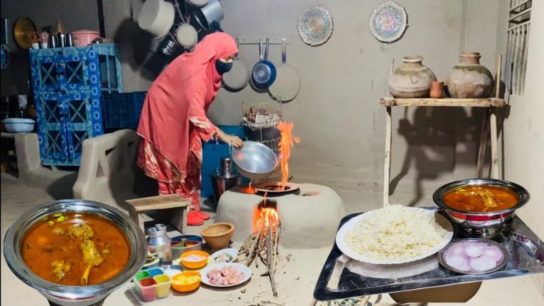 Desi andaaz Mein aalu Gosht banaya traditional dress chicken recipe village cooking village life