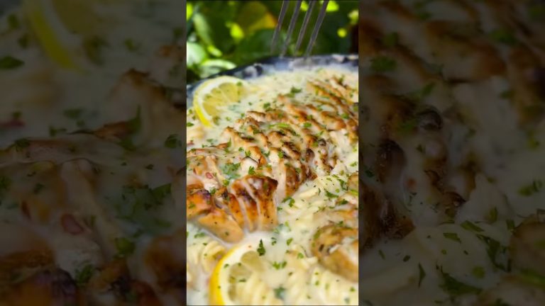 Creamy Pasta with Lemon Pepper Chicken | ASMR Cooking | Whispering Spices #asmr #recipe #shorts #yt