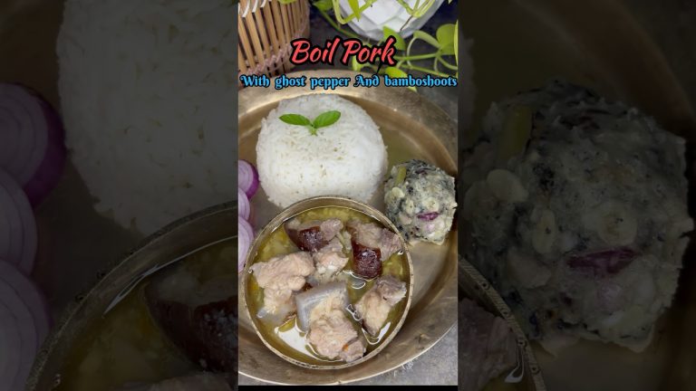 🌾Boil pork with bamboshoots🍃#porkcurry #porkrecipe #zubeengarg #recipe #assamesecooking #shorts