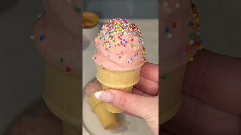 viral pink sugar cookie cake pop ice cream cones recipe 🍦 #easydessert #easyrecipe #shorts #dessert