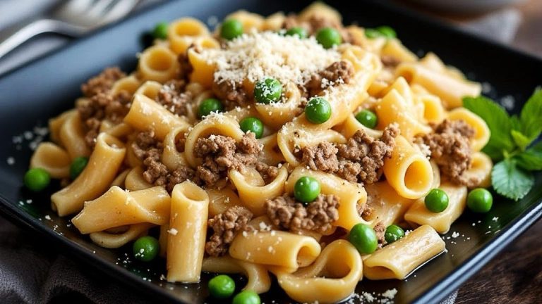 Quickest Pasta Recipe for a Busy Weeknight! – So Creamy Pasta with ground beef and sweet peas
