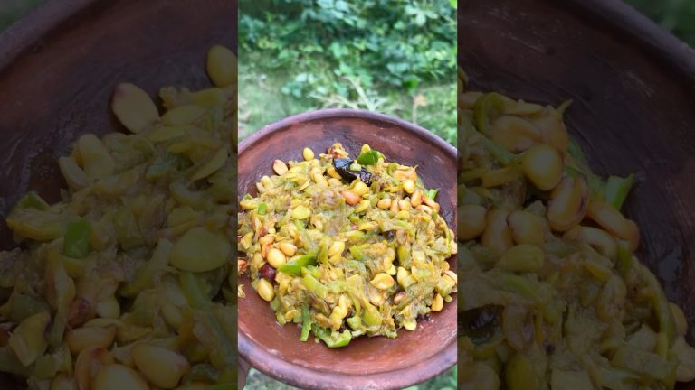Fresh Sponge Gourd Fry with Peanuts | Village Cooking #shorts #recipe #villagefood #bengalirecipe