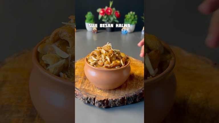 Trending suji besan halwa recipe #shorts #dessert #halwa #recipe