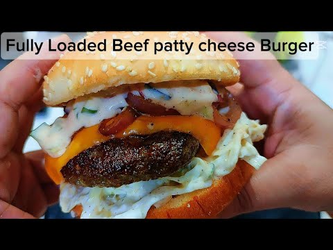 Juicy Beef Patty Burger Recipe | Homemade Beef Burger | viral burger recipe  | Tasty Bite with Amra